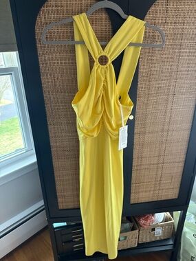 Sleeveless Yellow Ring-Front Halter Dress- NWT!